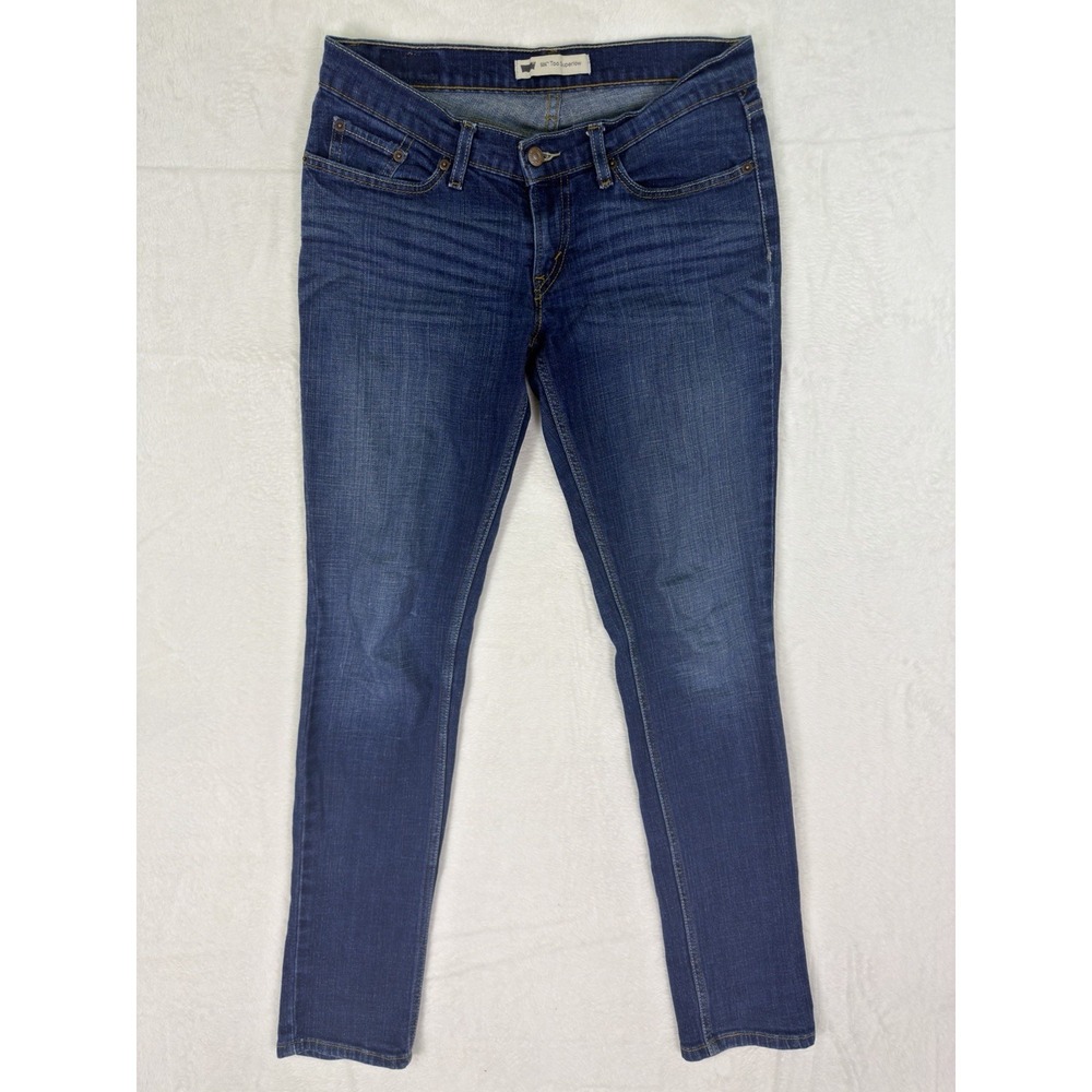 Levis 524 Jeans Womens 7 Blue Dark Wash Too Superlow‎ Skinny Stretch Denim